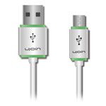 USB-кабель Ujoin V-Data Cable универсальный (microUSB, 1.2 м, белый/зеленый)
