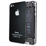 Крышка задняя для Apple iPhone 4 (черная, металлическая)