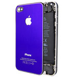 Крышка задняя для Apple iPhone 4 (синяя, металлическая)